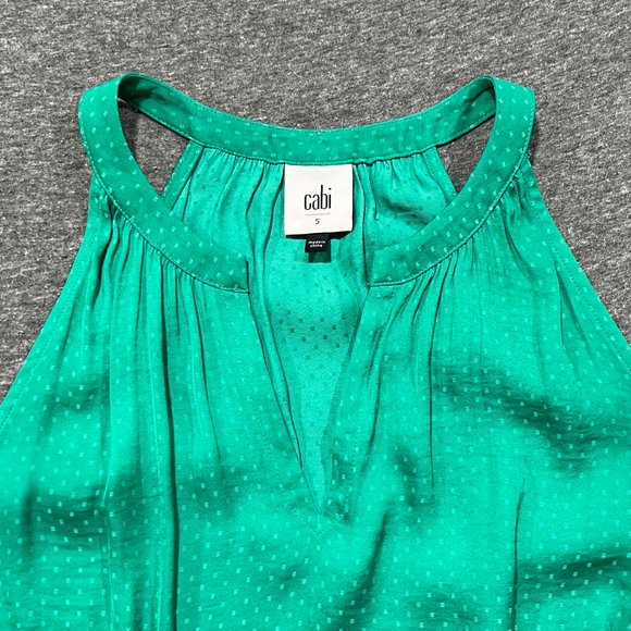 CAbi 5549 Lush Blouse with Green Swiss Polka Dots Green Size Small - Picture 3 of 14